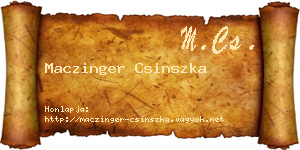 Maczinger Csinszka névjegykártya